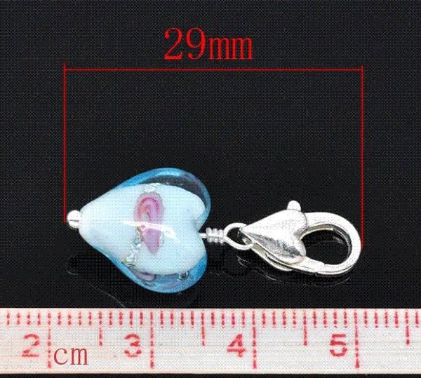 

Зажим для сердца из стекла ручной работы из муранского стекла с бусинами из стекл