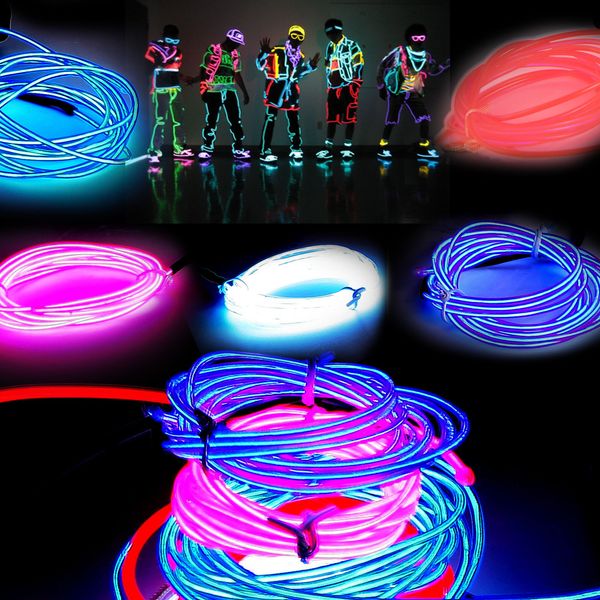 

3 м гибкий неоновый свет glow el wire rope tube гибкий неоновый свет 8 цветов автомобиль dance party костюм + контроллер рождественский праз