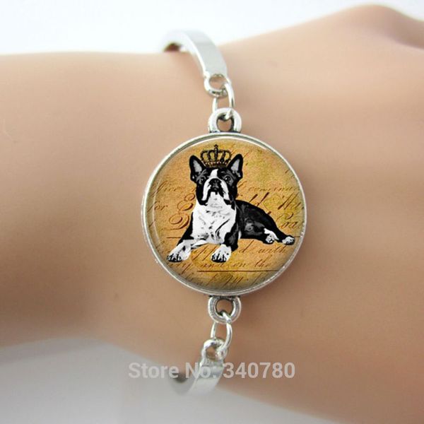 

boston terrier dog pet picture glass dome pendant bangle 2016 new design faith jewelry items 1 pc lot selling, Golden;silver