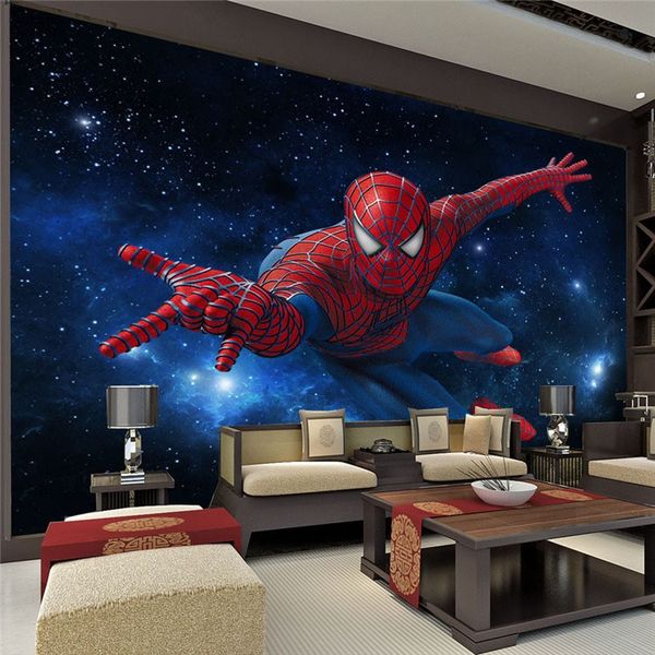

3d tereo continental tv background wallpaper living room bedroom mural wall covering non woven tar piderman mural kid room