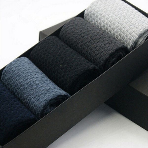 

wholesale- 5pair/lot mens dress bamboo socks male brand quality small squares business long socks men socks, Black