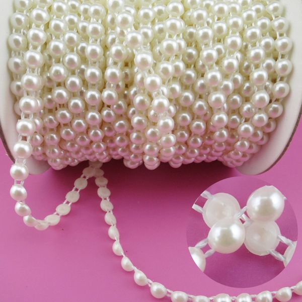 

wholesale-6mm pearl 25m/roll new craft beads pearls sew on perolas para artesanato 5 color abs half round flatback trim for bride dress, Silver