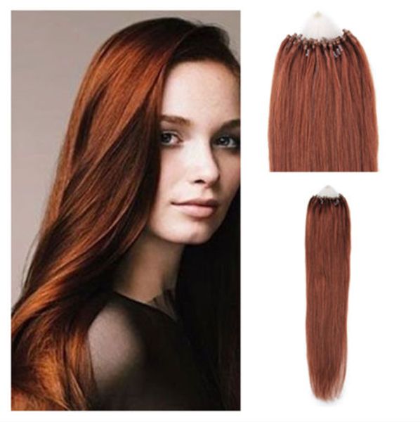 

wholesale remy indian hair 5a 16"-24" 1g /s 100g/set #33 dark auburn loop/micro hair extension,100% human hair dhl free