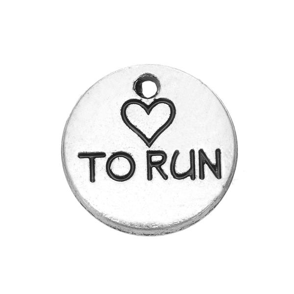 

new fashion easy to diy 20 pcs 14.5 mm antique silver tone 2 sides love to run charm for runner gift jewelry making fit for ne, Bronze;silver