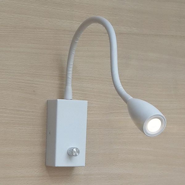 

ch art deco wall lights knob dimmer switch flexible hose cree led 3w 200lm bullet shape lampshade white paint rust-proof