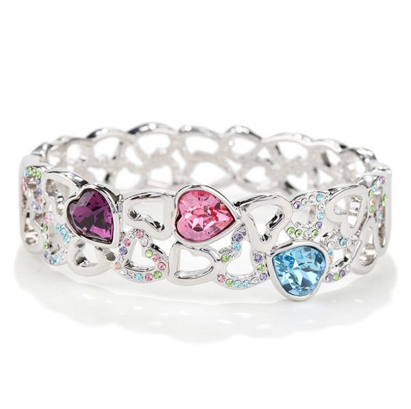 

korean fashion bracelet vintage bracelet jewelry crystal bracelet heart shape bangle bracelets jewelry women gift bn-00097, Black
