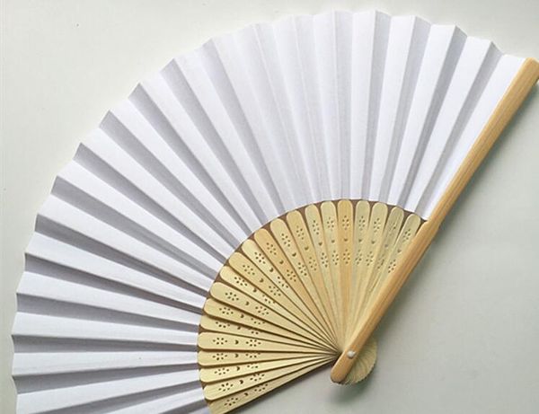 

Whole ale 21 cm wedding white color paper hand fan wedding party decoration promotion favor dhl fedex hipping