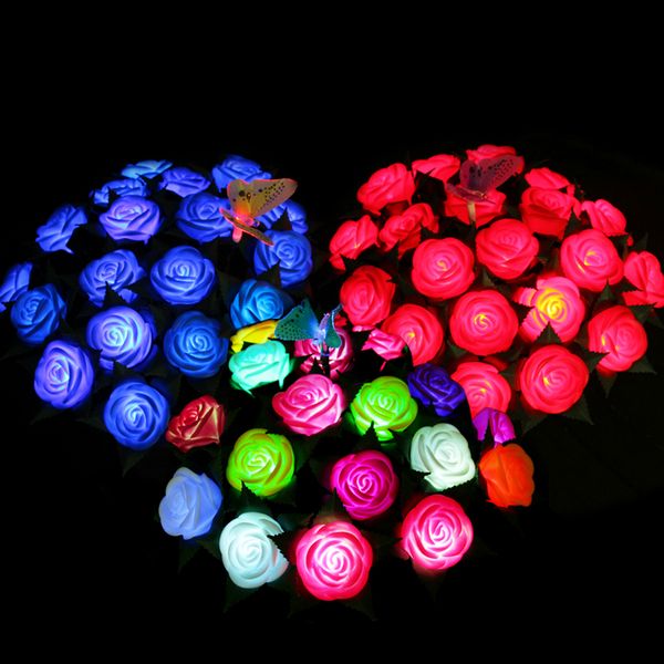 

Color LED Rose Flower Romantic Color Flash PVC Rose Never Fade Valentines Gift Wedding Party Decoration SD439
