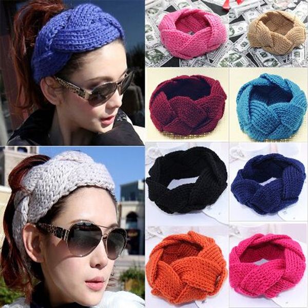 

fashion 1pcs new crochet twist knitted headwrap headband winter warmer hairband for women 10 colors women headwears