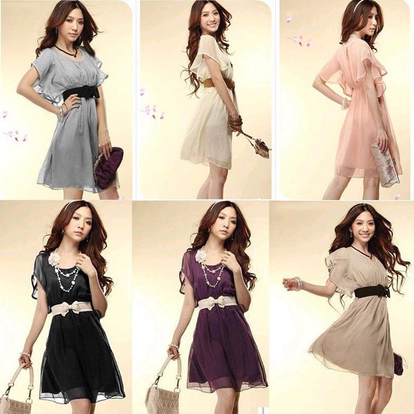 

[unbeatable at $x.99] fashion women summer short sleeve sundresses tunics casual chiffon dress cocktail mini dress for women, Black;gray