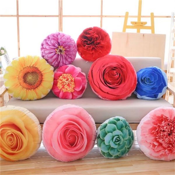 

35cm creative removable washable simulation flower double-sided printed plush pillow toy stuffed sofa cushions kids xmas gift ia993
