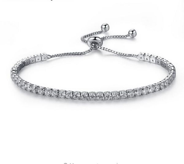 

cubic zirconia tennis bracelet for women shining silver blue green purple black birthstone crystal bracelet jewelry, 970