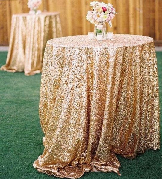 New Bling Rose Gold Sequins Table Cloth Wedding Party Round