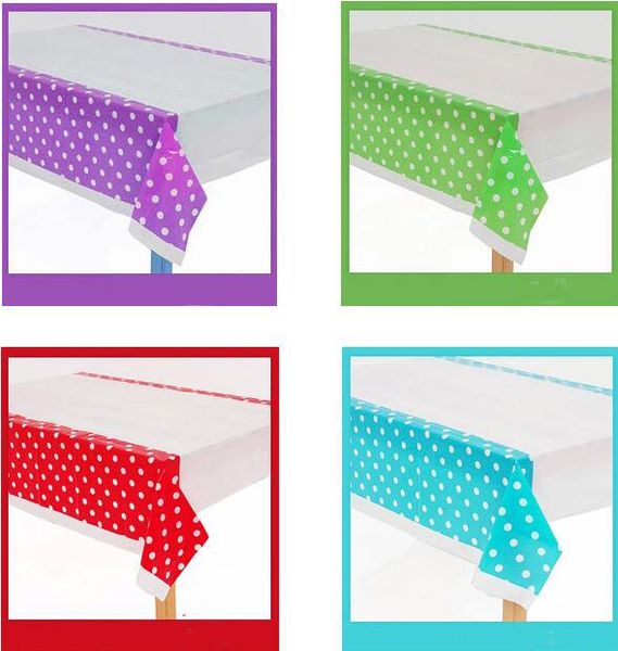108 180cm 43 70inch Plastic Tablecloth Color Dots Sweet For