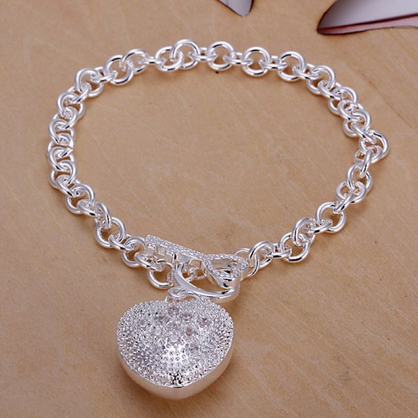 

with tracking number sale 925 silver braceletdiamond heart-shaped keys bracelet silver jewelry 10pcs/lot 1584, Black