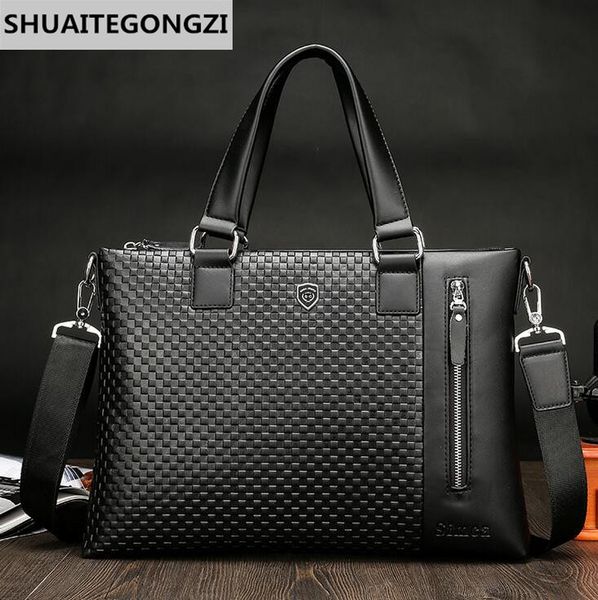 

factory wholesale brand bag english lunfan woven handbag fashion leather briefcase business trend all-match bulk woven leather handbag