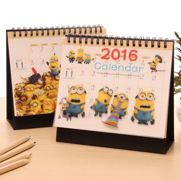 2019 New 2016 Cute Kawaii Minions Paper Table Desk Calendar
