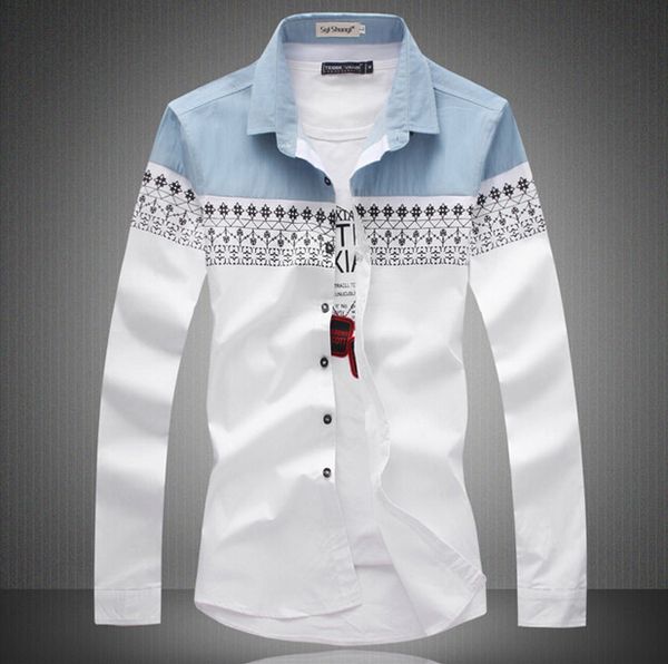 

quality size new 2015 mens casual dress fit sleeve long shirts high slim men shirts fashion shirt colors camisas 2 big mwtwv