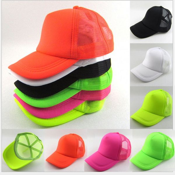 

trucker hats and kids size adjust mesh cap candy color net hats curved brim snapbacks femal and male wear dly logo or brand customized, Blue;gray