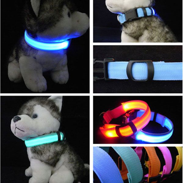 

LED Nylon Pet Dog Collar Night Safety LED Light-up Flashing Glow in the Dark
