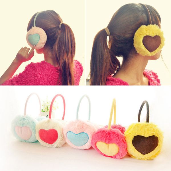

wholesale-2015daily necessities home warm winter cute plush earmuffs ear embroidery love warm earcap warm ear cover, Blue;gray