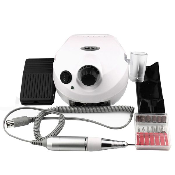 

wholesale- electric nail drill file machine manicure pedicure bits kit 35000rpm with foot pedal nail polisher salon home nail tool set #202, Silver