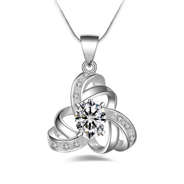 

fashion 925 silver pierced hexagram white diamond jewelry 925 silver necklace valentine's day holiday gifts 1673