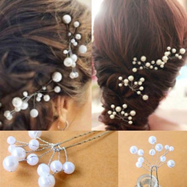 Großhandel-Heißer Verkauf Mode 2016 Elegante Hochzeit Braut Brautjungfer Künstliche Perlen Haarnadeln Clips Kamm Stirnband 5YRV