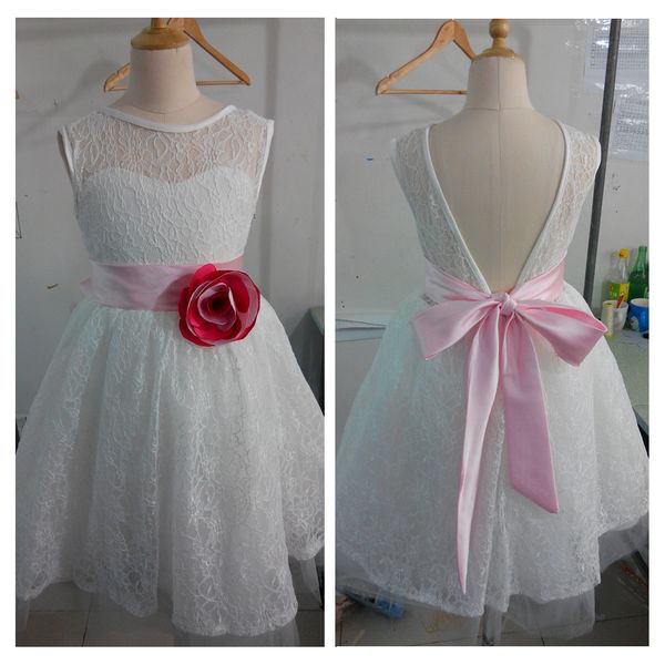 

real flower girl платья цветочная пояса v вернуться партии pageant платье для маленьких девочек дети / дети принцессы платье для свадьбы, White;blue