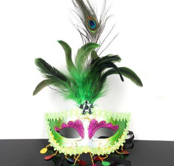 Acheter Nouveau Parti Italien Paillettes Gland Paon Plume Masque Sexy Femmes Dame Halloween Noël Fantaisie Robe Boule Masques De Pâques Cadeau Baisse