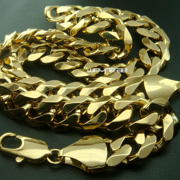 Catena a maglie cubane di design di lusso da 210g pesante da uomo in oro 18 carati riempito con catena a catena cubana solida n276 60 cm