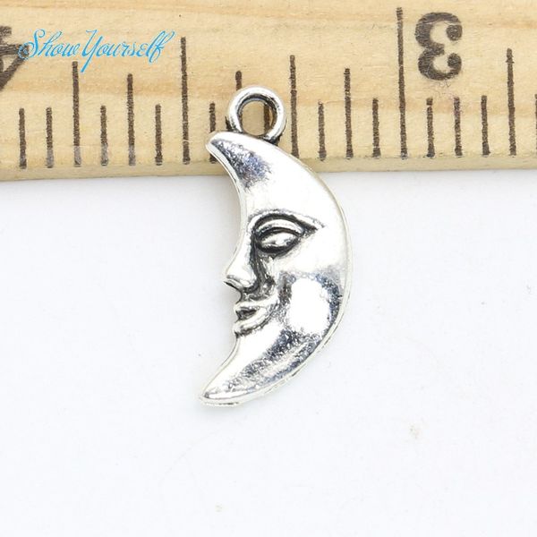 

20pcs antique silver plated moon face charms pendants for necklace bracelet jewelry making diy handmade 19x9mm jewelry making diy, Bronze;silver