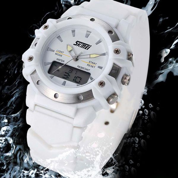 

dual display watch skmei men women sports watches waterproof quartz clock fashion watch military multifunctional dress wristwatches 0821, Slivery;brown