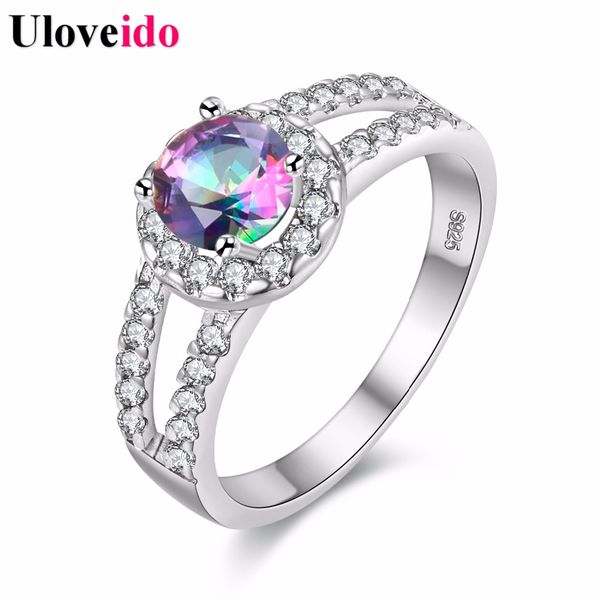 uloveido 10 off rainbow crystal wedding rings for women jewellery silver color ring female anillos - Crystal Wedding Rings uloveido 10 off rainbow crystal wedding rings for women jewellery silver color ring female anillos - Crystal Wedding Rings