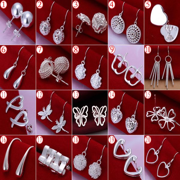 

Hot Selling High Quality 925 Silver Earrings For Women New Supplies Fashion Jewelry Charm Stud Earrings 20pairs/lot Beautiful Christmas gift