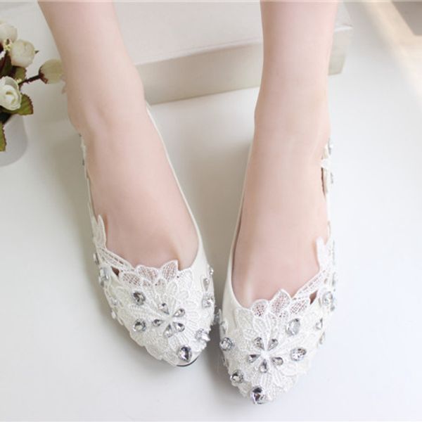 Elfenbeinfarbene Blumen-Hochzeitsschuhe, Strass-High-Heel-Pumps, Imitationsperlen, Multi-High-Heel-Brautschuhe, Brautjungfern-Damenschuhe mit flachem Absatz, günstig