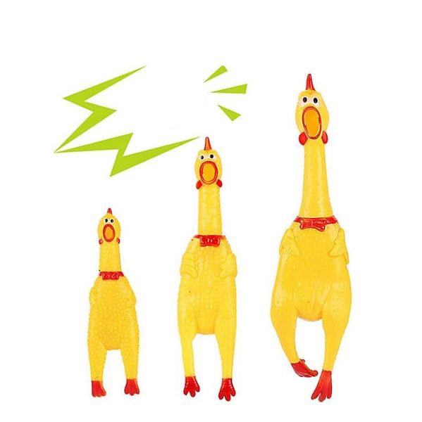 31 x 7 cm süßes gelbes schrillendes Huhn in Form von Geräuschen, Haustierspielzeug, Hund, Katze, Nontoxi-Gummi-Kauspielzeug, lustiges Festival-Baby-Geräuschspielzeug