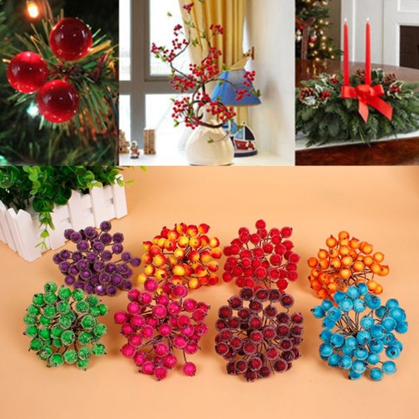 

wholesale- xmas decor 8 colors artificial red berry flowers 40 flower head floral home wedding christmas decor new year decor