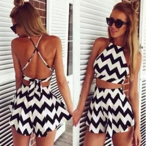 

fashion summer jumpsuits rompers women sleeveless short pants beach playsuit black and white striped jumpsuit casual party bodysuit b62, Black;white