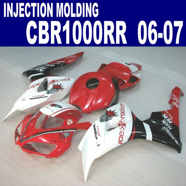 Spritzguss-Verkleidungsset für HONDA-Verkleidungen CBR1000RR 06 07, rot-weiß-schwarzes Karosserieset, CBR 1000 RR 2006 2007 VV8