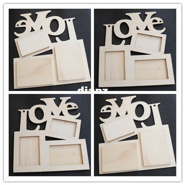 

new arrive hollow love wooden p frame white base diy picture frame art decor