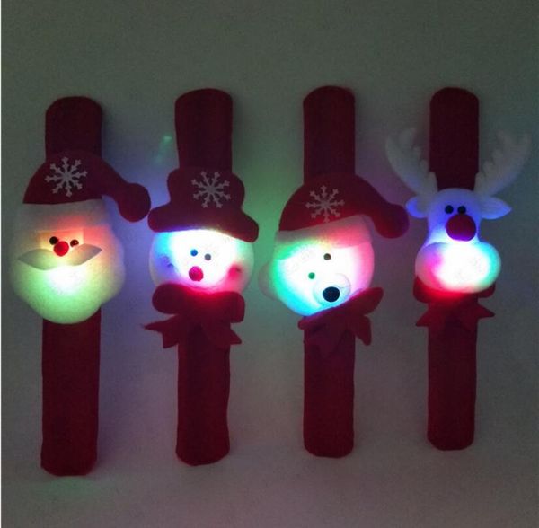 

christmas patting circle bracelet watch xmas children gift santa claus snowman deer new year party toy wrist decorationclap ring