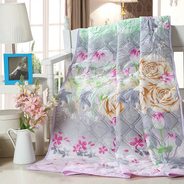 

wholesale- home quilt/printed summer thin comforter/filled with synthetic fibers twin queen king full size duvet / blanket / white / pink