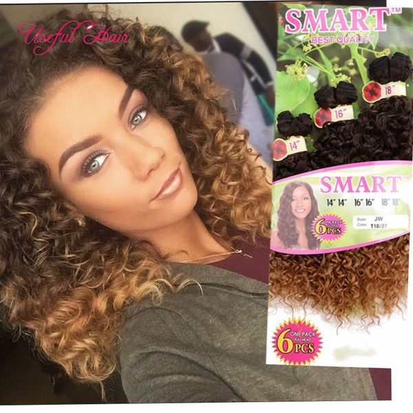 

crochet braids hair weaves useful christmas 6pcs/lot ombre color synthetic hair wefts jerry curl crochet hair extensions, Black