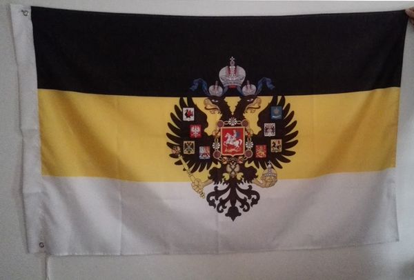 Doppeladlerköpfe Gott Russisches Reich Flagge heiße Verkaufsware 3X5FT 90x150cm Banner Messing Metalllöcher