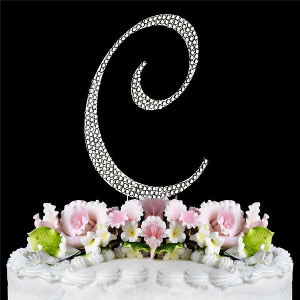 Crystal Rhinestone Monogram Wedding Letter C Cake Topper Anniversary Birthday Party Cake Decoration Birthday Party Decorations Items Birthday Party