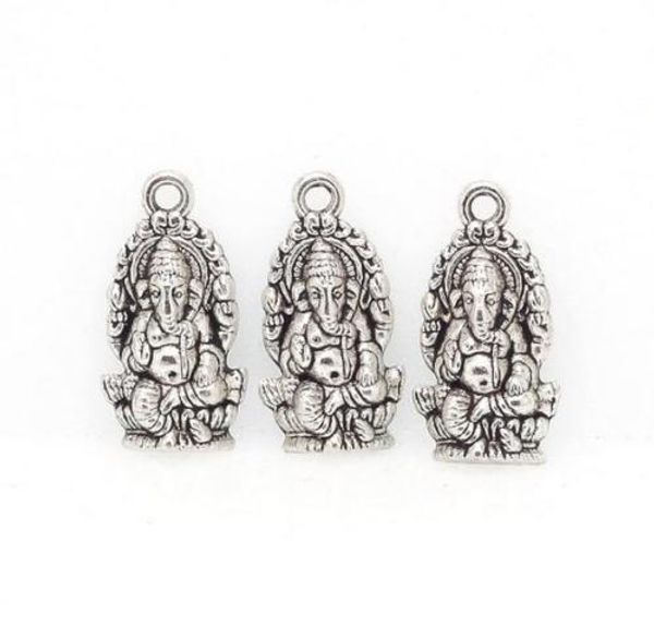 100 Pcs liga Religião Tailândia Ganesha Buda Encantos Antique prata bronze Encantos Pingente Para diy colar de Jóias Fazendo achados 14x27mm