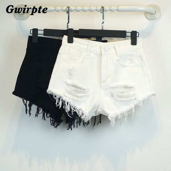 

wholesale- gwirpte female newborn summer short feminino restore ancient ways of tall waist jean shorts loose cultivate one's morality, White;black