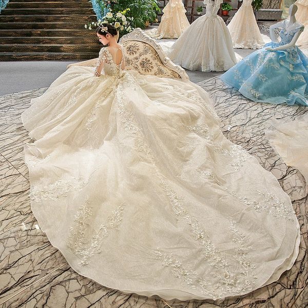 Ls00404 Beaded Indian Wedding Dress For Pregnant Women O Neck