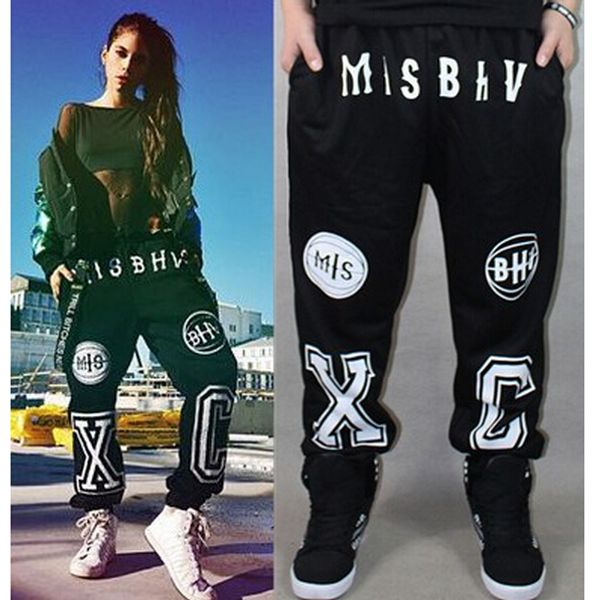 

wholesale-2015 fashion misbhv nineties xc sweatpants hip hop harem pants men plus size sports csual yo pyrex23 hba ktz men and women, Black